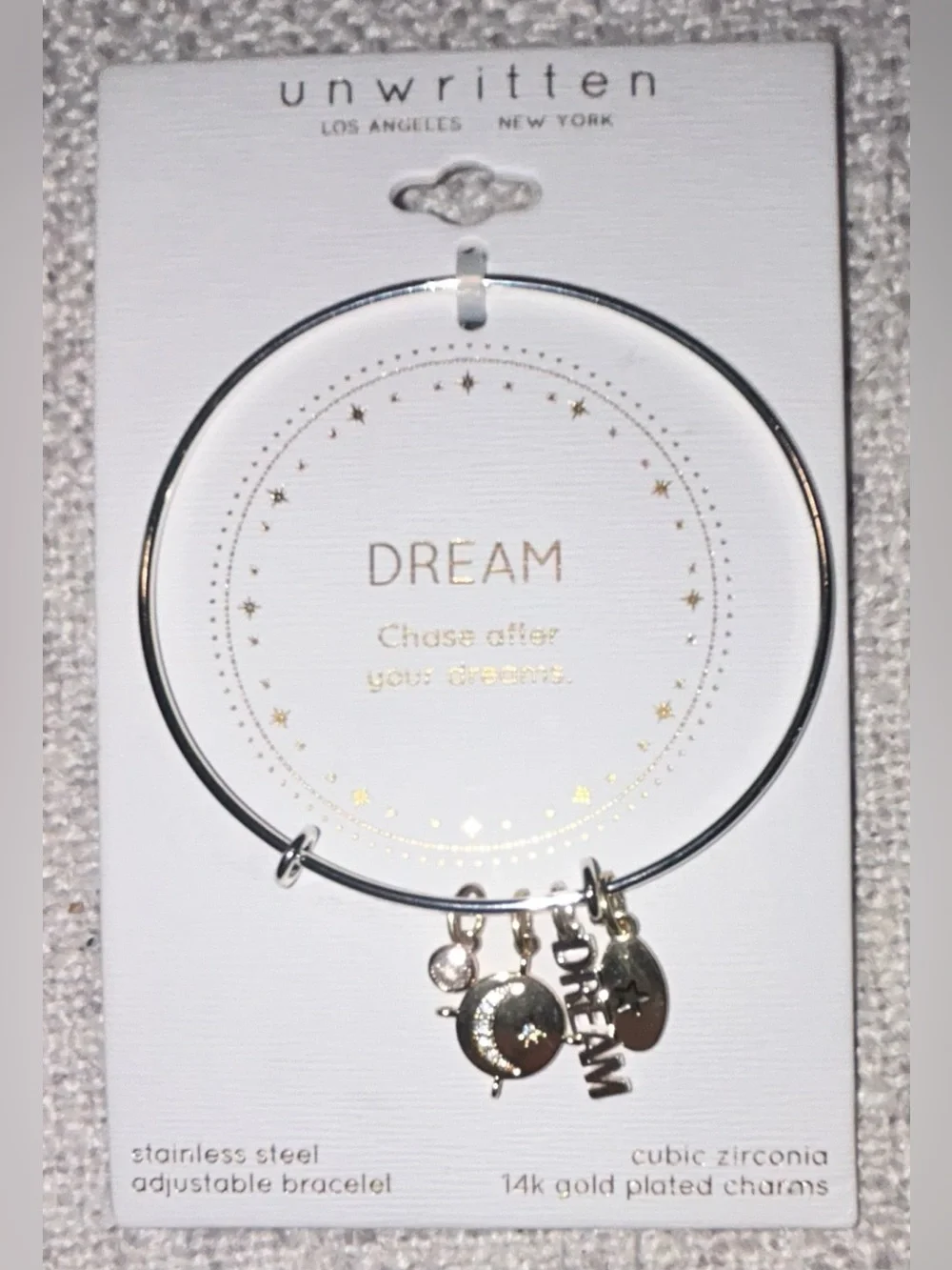 Unwritten Silver and Gold Charm Bangle Bracelet